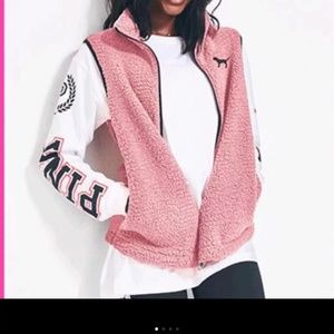Pink sherpa vest